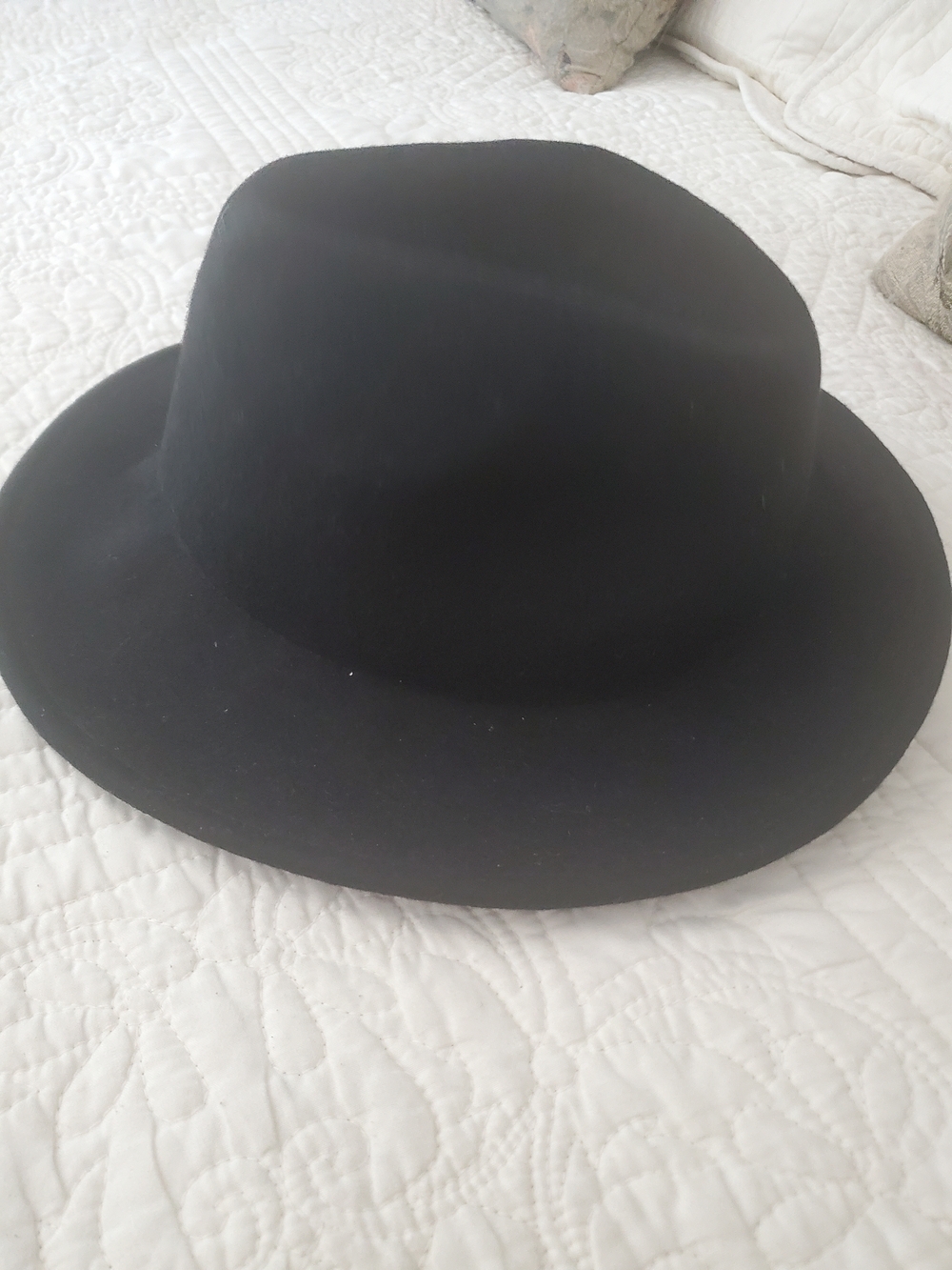 Kendall & Kylie Black Wide Brim Wool Fedora Hat